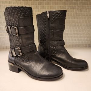 Vince Camuto Black Welton Leather Motorcycle Boot
